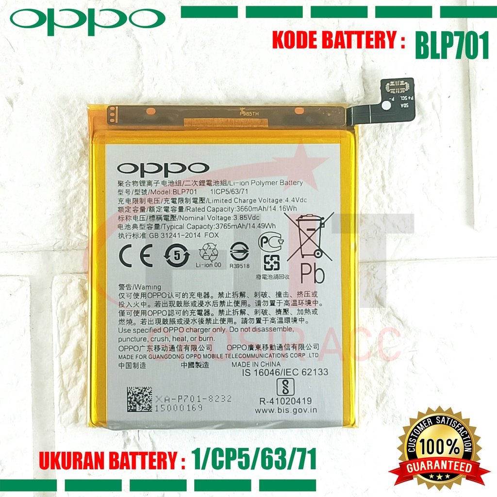 Baterai Battery BLP701 OPPO Realme X Oppo K3 Reno Life