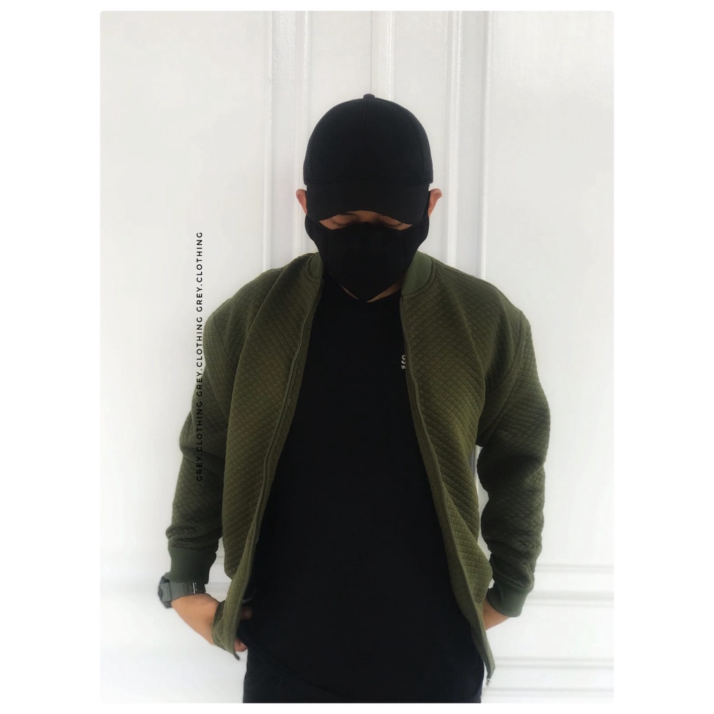 Jaket Pria Comfy Premium Comfy Jacket Bomber Cowok Kekinian Korean Style-HIJAU ARMY