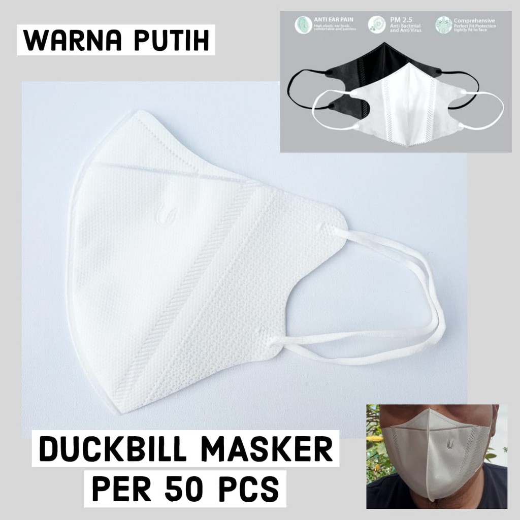 Masker Duckbill 3-Ply With Earloop/ Disposable Facemask Non-Woven/  Masker Medis Dewasa