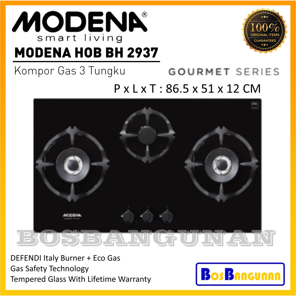Kompor MODENA BH 2937 / Kompor Tanam Gas 3 Tungku MODENA BH2937