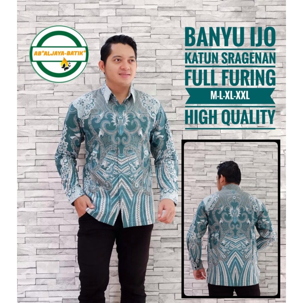 Banyu Ijo Kemaja Batik Pria Pendek Full Furing by Aljaya Batik