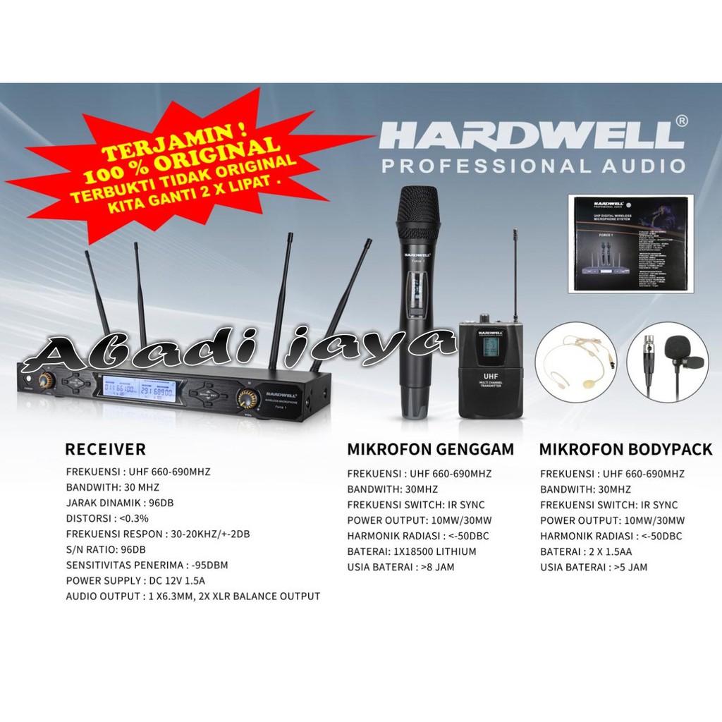 mic wireless HARDWELL FORCE 1 2 mic charger pjh hardwell force1