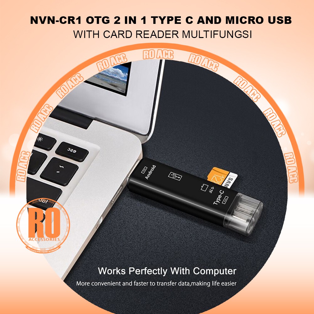 [RO ACC] NVN-CR1 OTG 2 IN 1 TYPE C AND MICRO USB WITH CARD READER MULTIFUNGSI