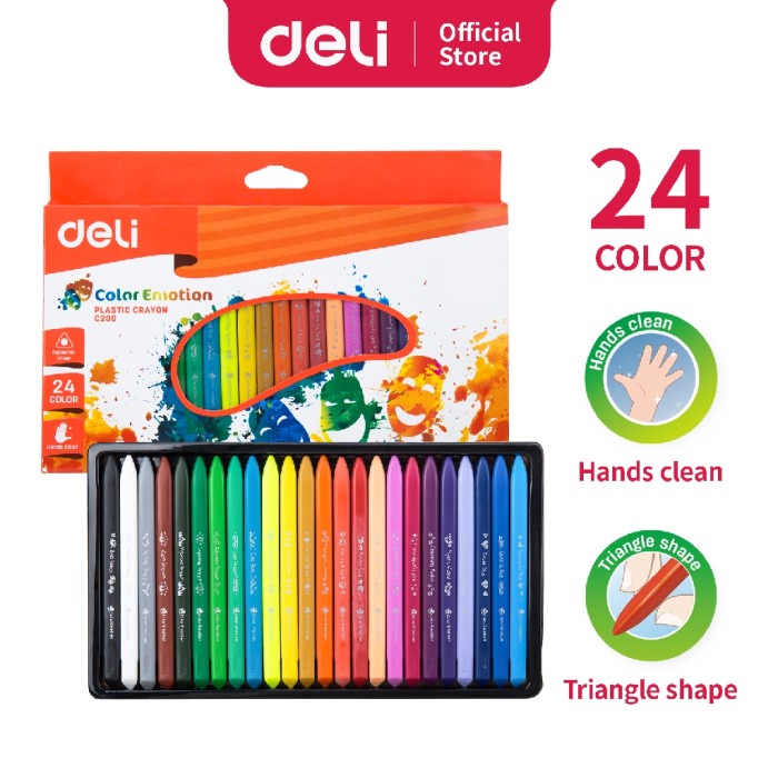 

PASTEL-DRY-OIL- DELI PLASTIC CRAYON COLOR EMOTION C200 24 WARNA / KRAYON OIL PASTEL -OIL-DRY-PASTEL.