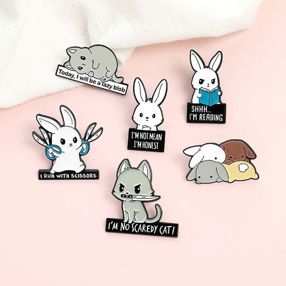 NEEDWAY Bunny Enamel Pin Hadiah Untuk Anak-Anak Kartun Kelinci Kerah Bros Travel Commemorative Lapel Pin Bros Pin