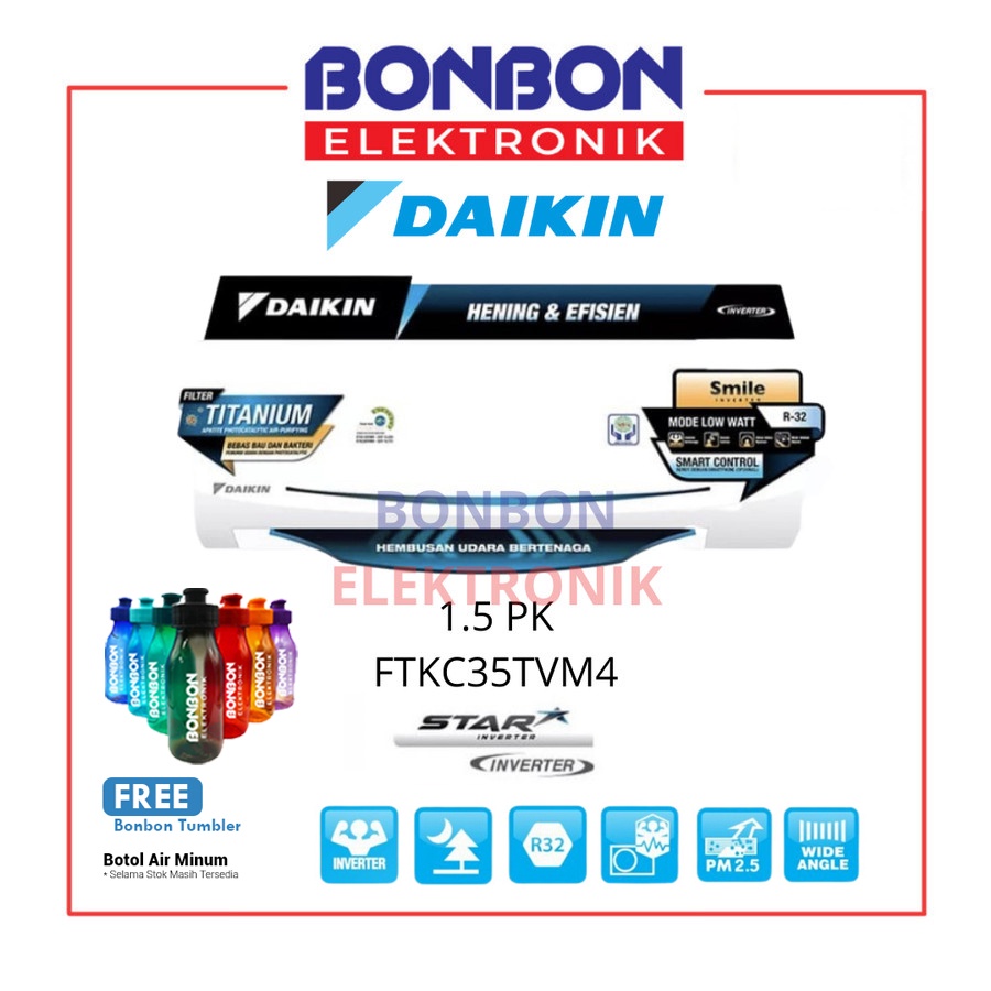 Daikin AC 1.5PK FTKC35TVM4 / 1.5 PK FTKC 35 TVM4 Star Inverter 35TVM4