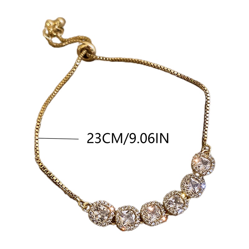 Gelang Kristal Cubic Zirconia Aaa Adjustable Desain Bunga Untuk Wanita