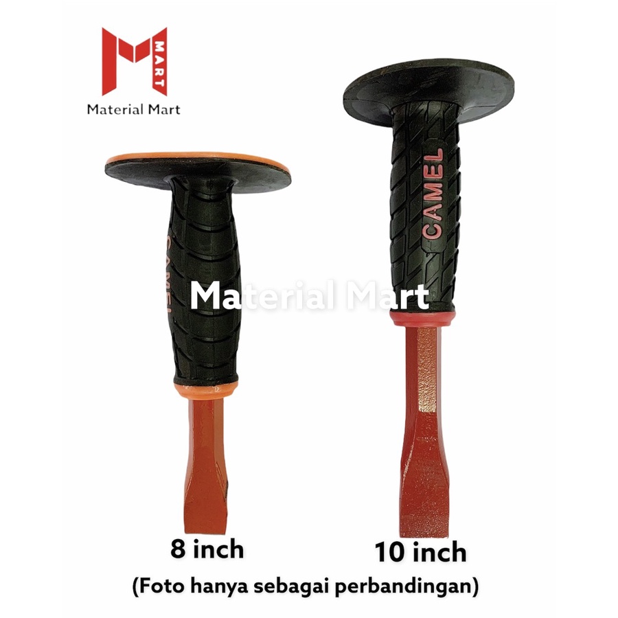 Pahat Topi Gepeng Gagang Karet 8 Inch | Betel Beton Rata 8&quot; | Chisel | Material Mart