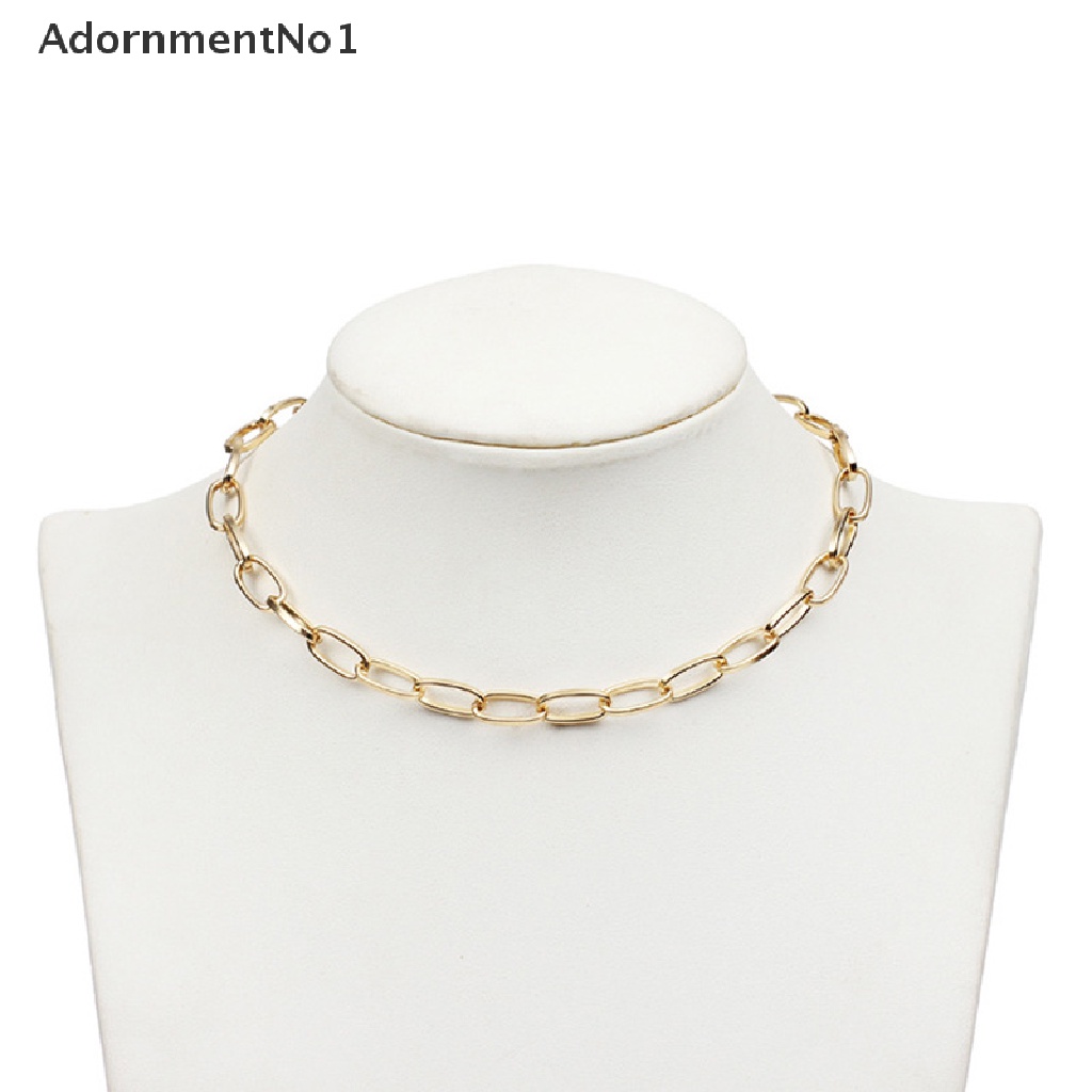 (AdornmentNo1) Kalung Choker Rantai Gaya Punk Vintage Warna Gold / Silver Untuk Perhiasan Wanita