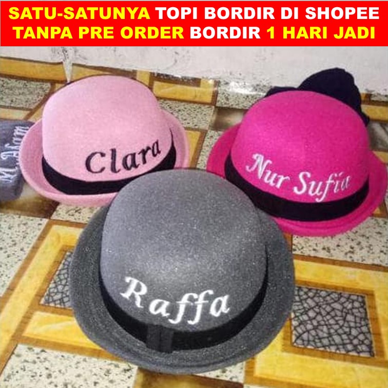 TOPI CAPLIN ANAK CUSTOM BORDIR NAMA DESAIN LOGO