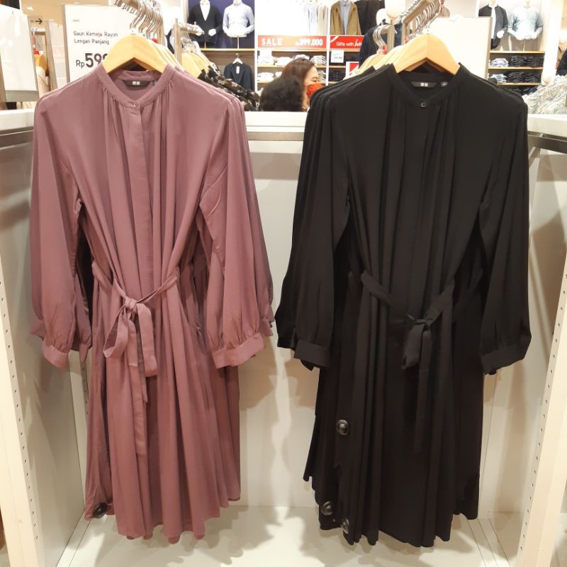 JMURCE - UNIQLO SALE GAUN KEMEJA RAYON LENGAN PANJANG BRANDED BAHAN ADEM FORMAL