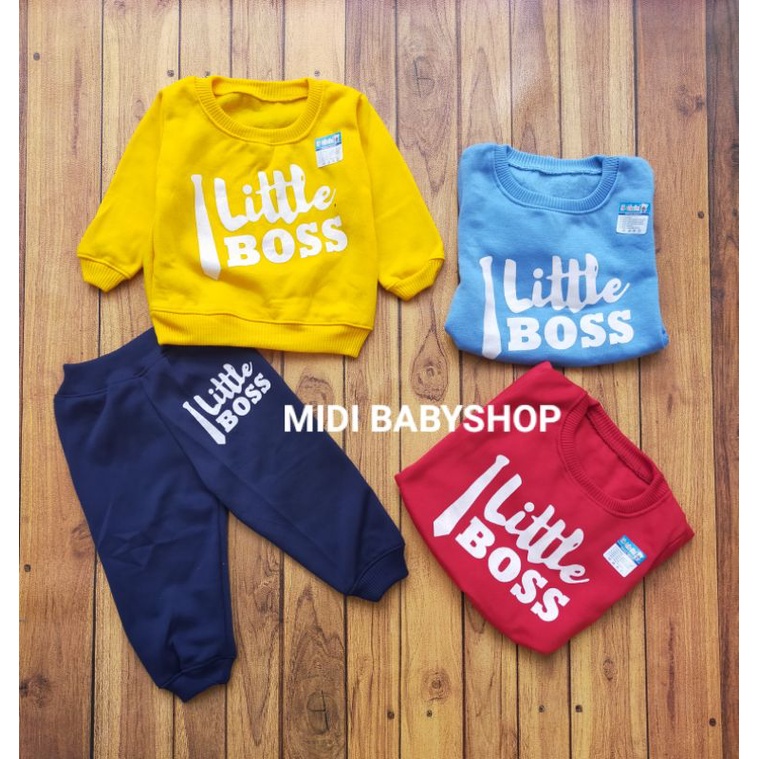 Setelan Jaket Bayi 1 - 2 Tahun / Setelan Sweater Bayi Motif Little Bos Halus dan Hangat