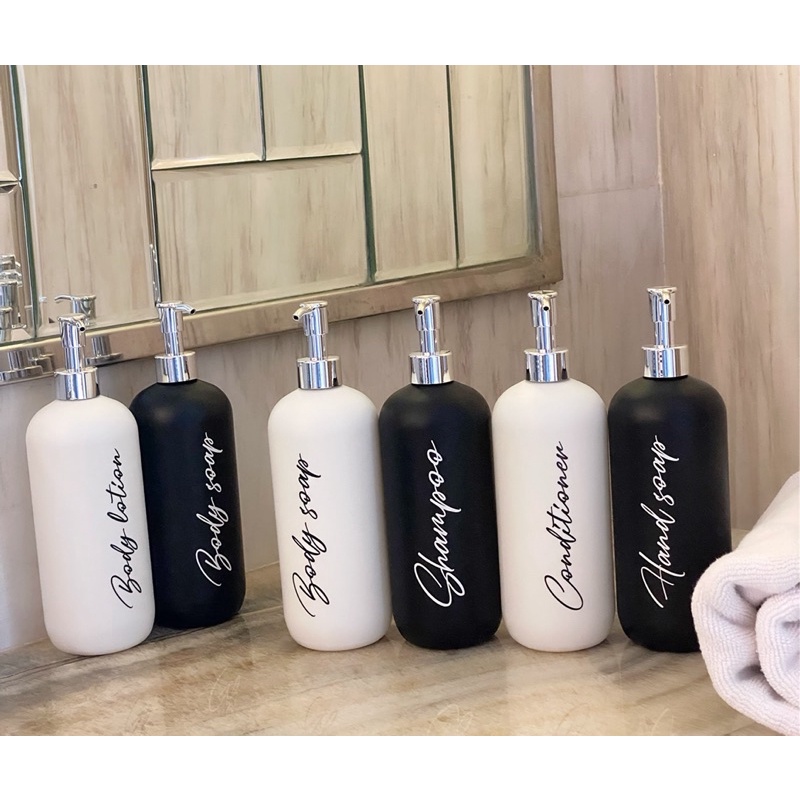 botol doff n24 500ml silver luxury. aesthetic bottle minimalist refill organizer tempat sabun cair pump black and white estetik