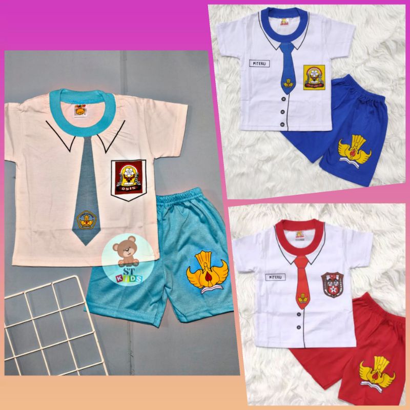 Setelan terbaru motif sragam sekolah SD SMP SMA cowok umur 6bulan - 5th
