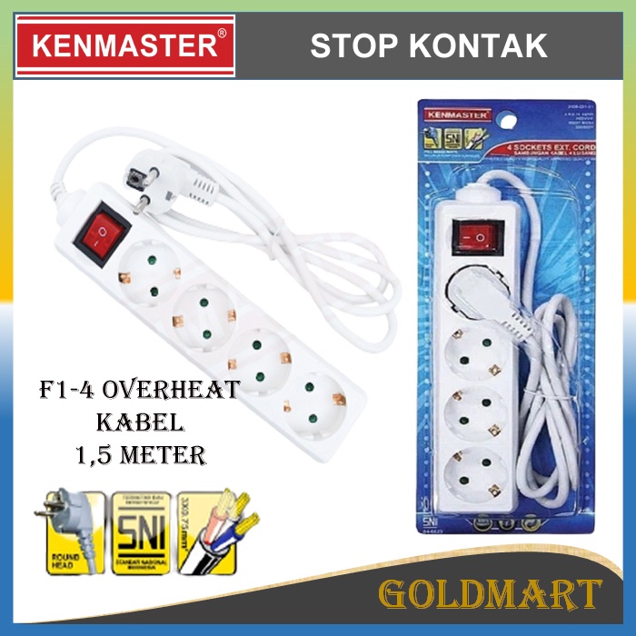 Stop Kontak 4 Lubang 1.5m - Kenmaster Terminal Colokan Listrik 4 Socket f1-4