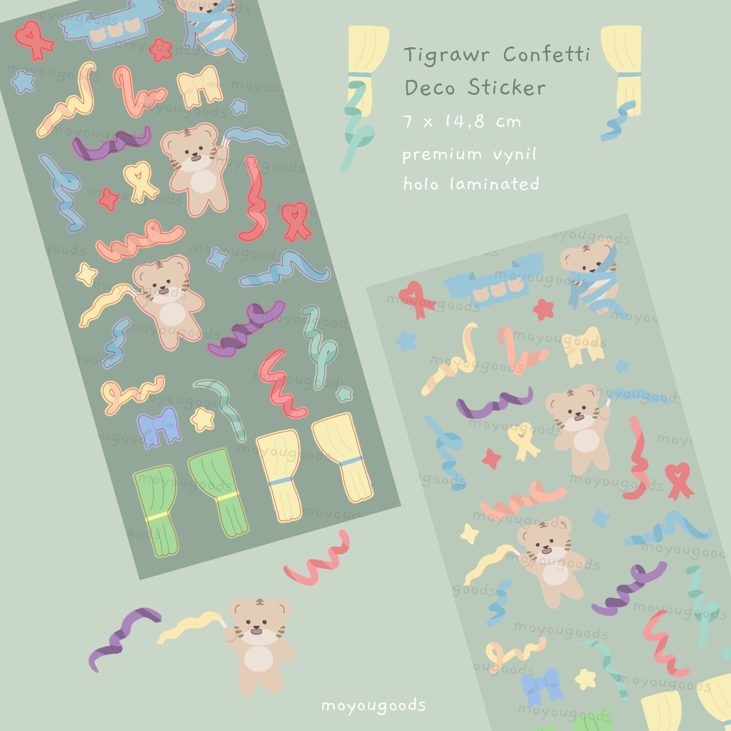 

Tigrawr Confetti Deco Sticker by Moyou Goods | Stiker Macan Tiger Lucu Cute