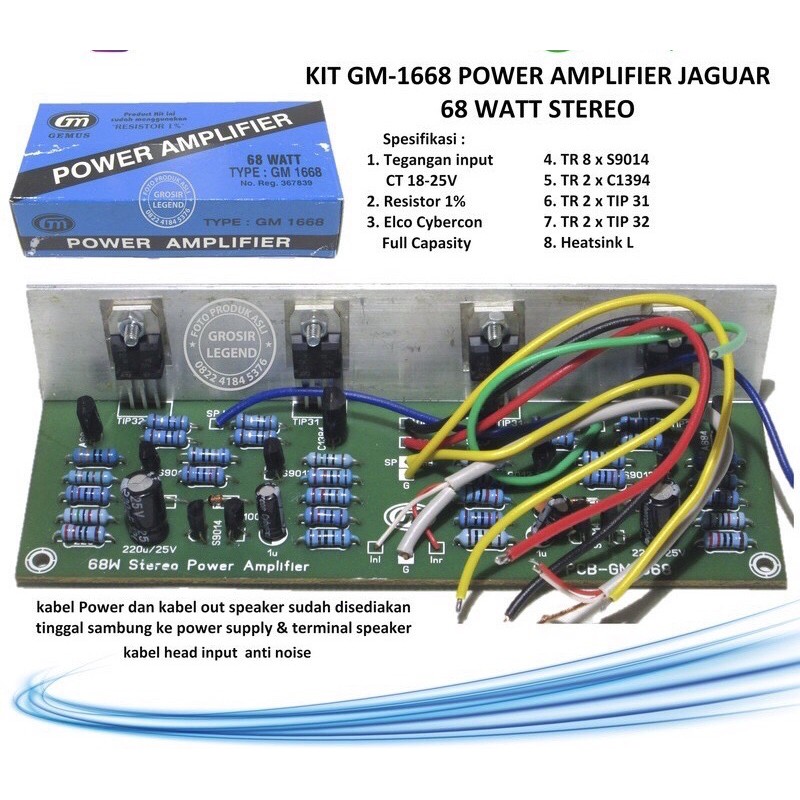 Kit power amplifier jaguar 68 watt setero GM 1668