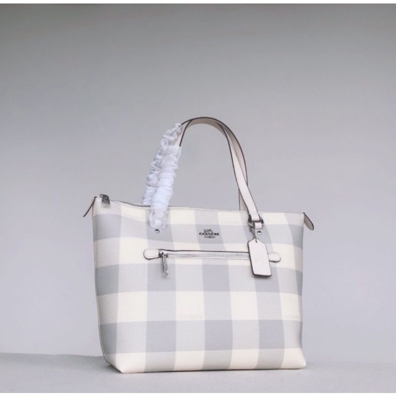 Coach Gallery Tote With Buffalo Plaid Print(C1773)