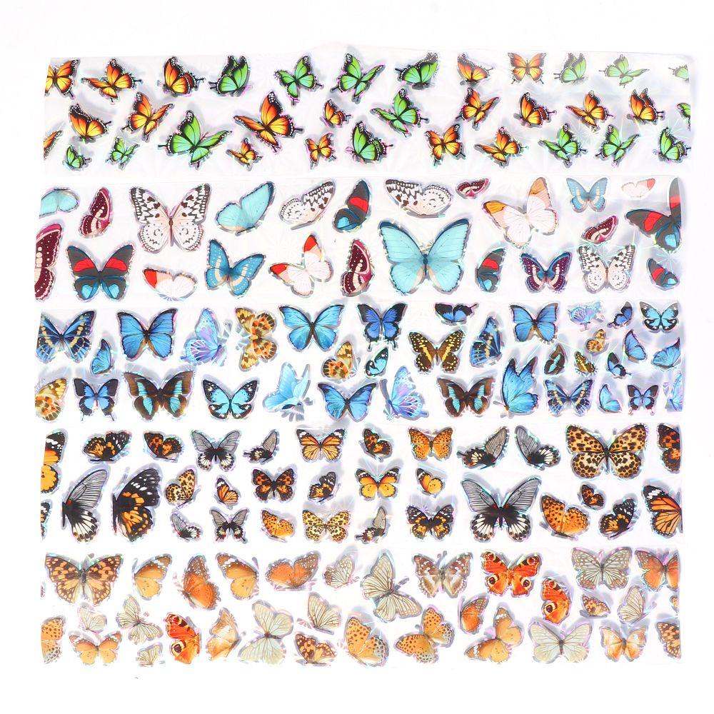 R-flower 10pcs Stiker Kuku Nail Art Tips Perekat Sticker Starry Paper Butterfly