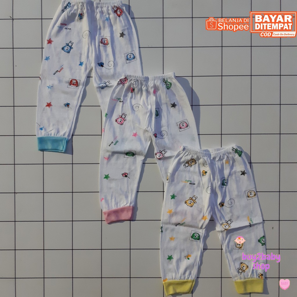 3 Celana panjang bayi murah Sunjolly usia 6-12 Bulan isi 3 PCS