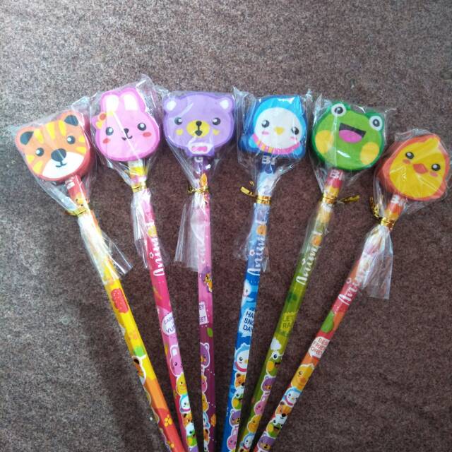 

pensil + penghapus animal cute