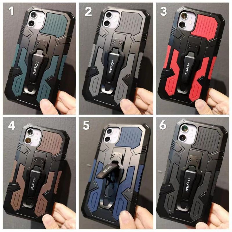 VIVO Y11 Y12 Y12S Y15 Y15S Y17 Y19 Y20 Y20S Y21 CASE ROBOT I CRYSTAL WITH BELT CLIP AND STANDING SOFT HARD CASING HP KICK STAND PELINDUNG HANDPHONE