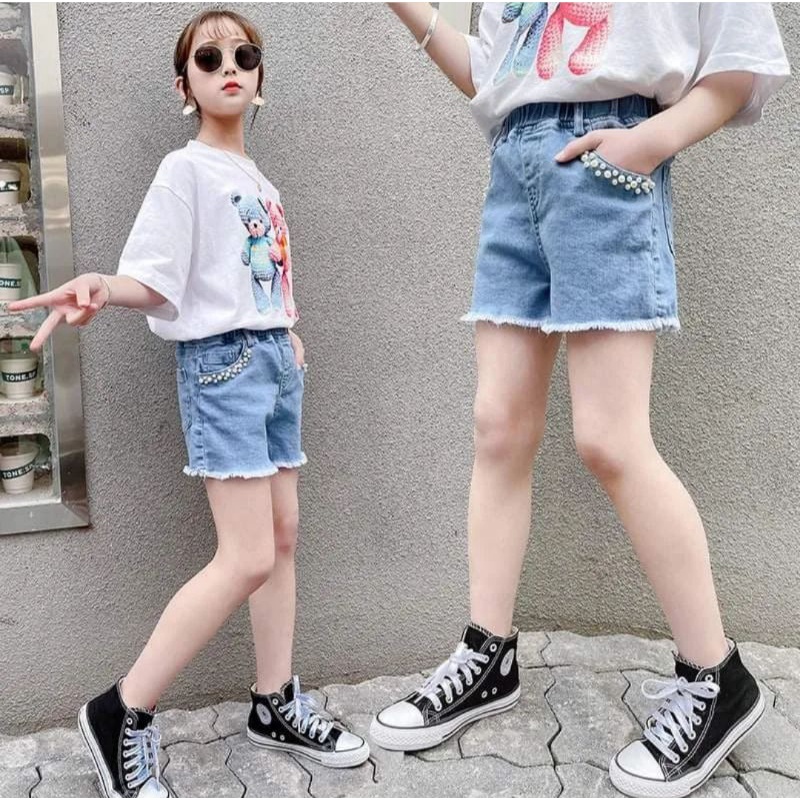 HOTPANTS  CELANA JEANS ANAK CEWEK MUTIARA