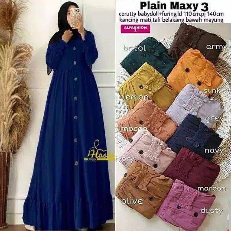 Gamis Rafaya Plain ceruti Full Furing Bahan Babydoll