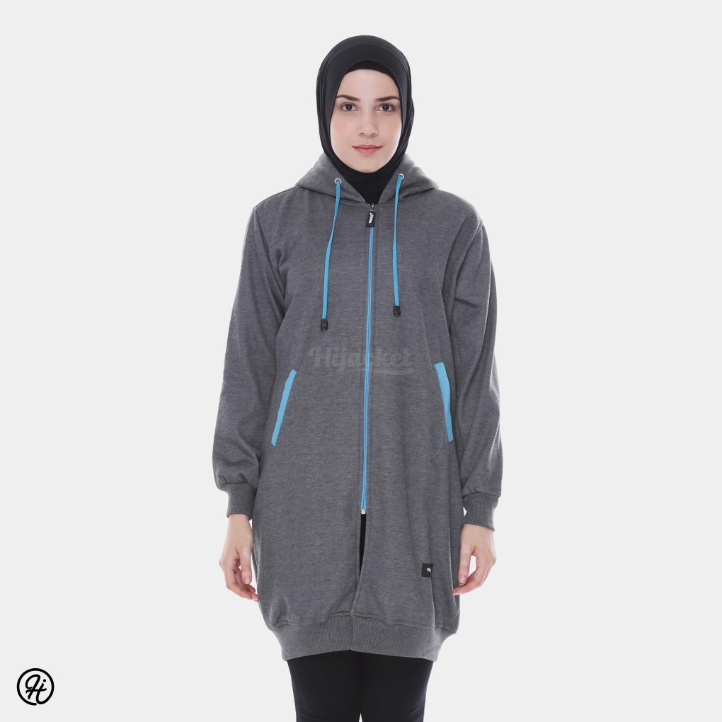 HIJACKET BASIC jaket wanita ALL VARIAN WARNA BAHAN FLEECE SOFTOUCH BIG SIZE XXL-ABU TUA - TURKISH
