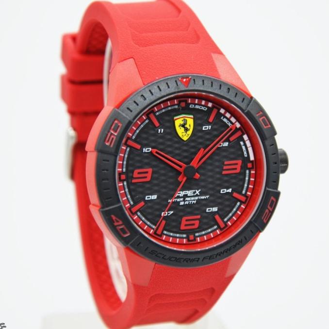Jam Tangan Couple Ferrari 0830664-0840033 Rubber Karet Merah Original