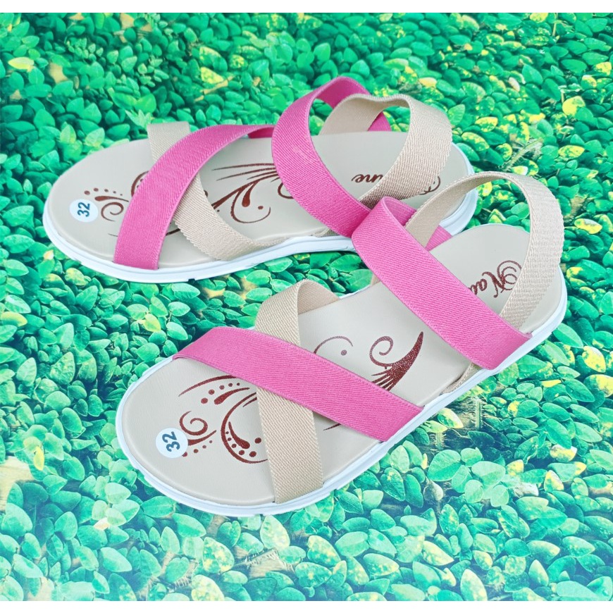 Nadine Sandal Let Anak Wedges 26 - 30 HK Hak 3 Cm Tali Elastic Perempuan Casual Fashion Slop N12