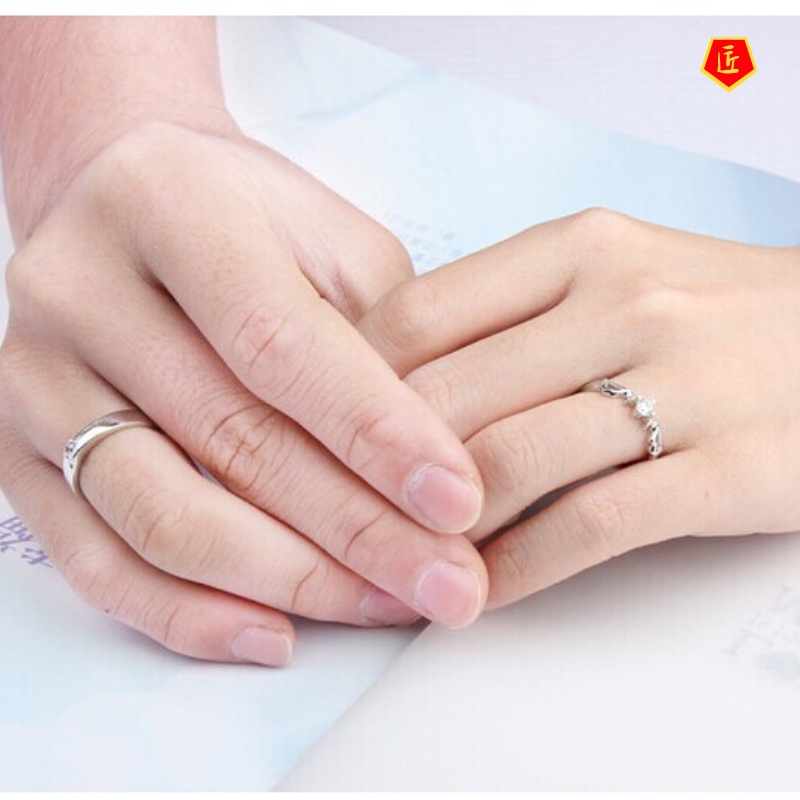 [Ready Stock]Silver Couple Rings Korean Simple Personalized