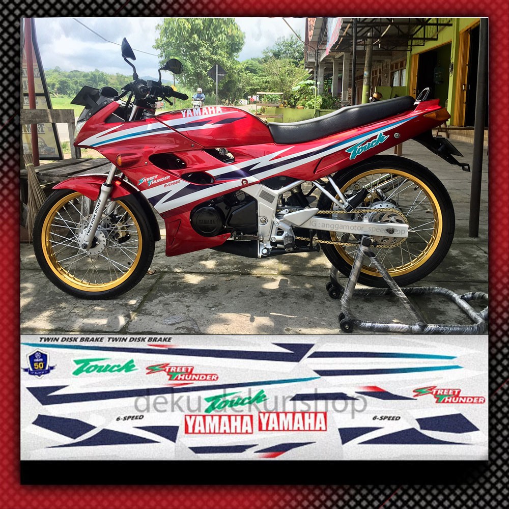Striping Yamaha Touch merah Laminasi Glosy Tahan Vernis Cuting Mesin