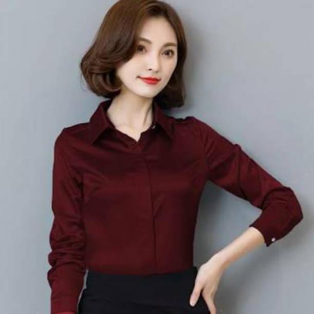 [KODE BARANG 0006] Kemeja formal wanita lengan panjang merah maroon