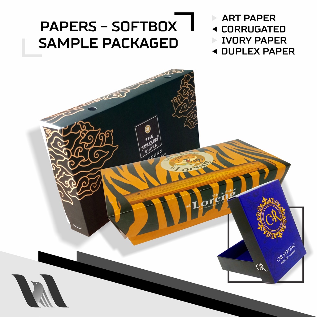 

PAKET SAMPLE PRODUK DUS PAPER BOX - SOFTBOX - PRINTING LAMINASI - FOIL STAMP HOT PRINT - SPOT UV - PERMANEN SABLON - ART PAPER - CRAFT PAPER - CORRUGATED PAPER - IVORY PAPER - DUPLEX PAPER - CUSTOM