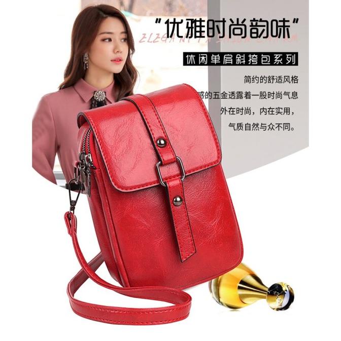 Tas Selempang Hp Kulit Wanita Slingbag Cewek Retro Terbaru Asli Import