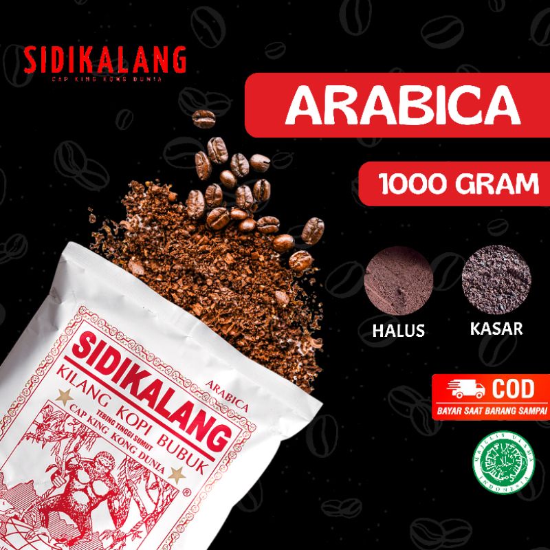 

SIDIKALANG - Kopi Bubuk Arabica 1Kg [Dark Roast] Tubruk Hitam Pahit - Cap Kingkong Dunia