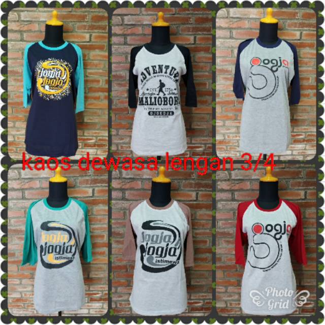 Kaos Atasan unisex Lengan 3/4 / Kaos raglan khas jogja / Kaos unisex/ Kaos Oblong/ Baju Kaos Tshirt