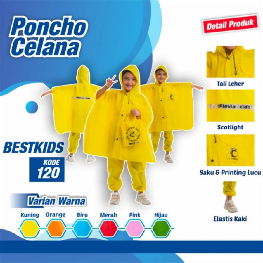 Setelan Jas Hujan Anak Model Ponco Baju dan Celana Anak Jas Mantel Jaket Ponco 4-8 Tahun Jas Hujan Karakter Lucu