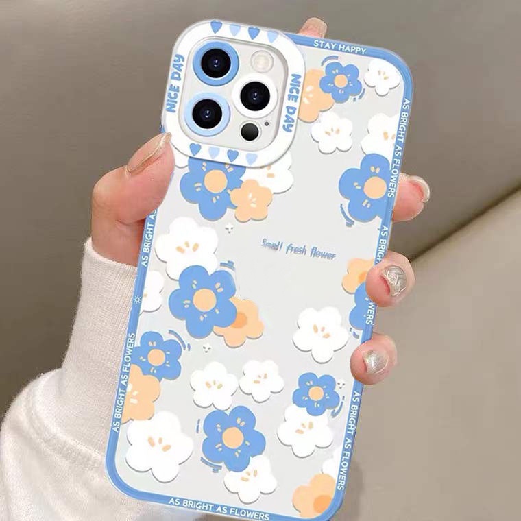 Soft Case Transparan Motif Bunga Untuk IPhone 13pro 12promaxSE2 2020 11 Pro MAX 6S 7 8plus XS XR