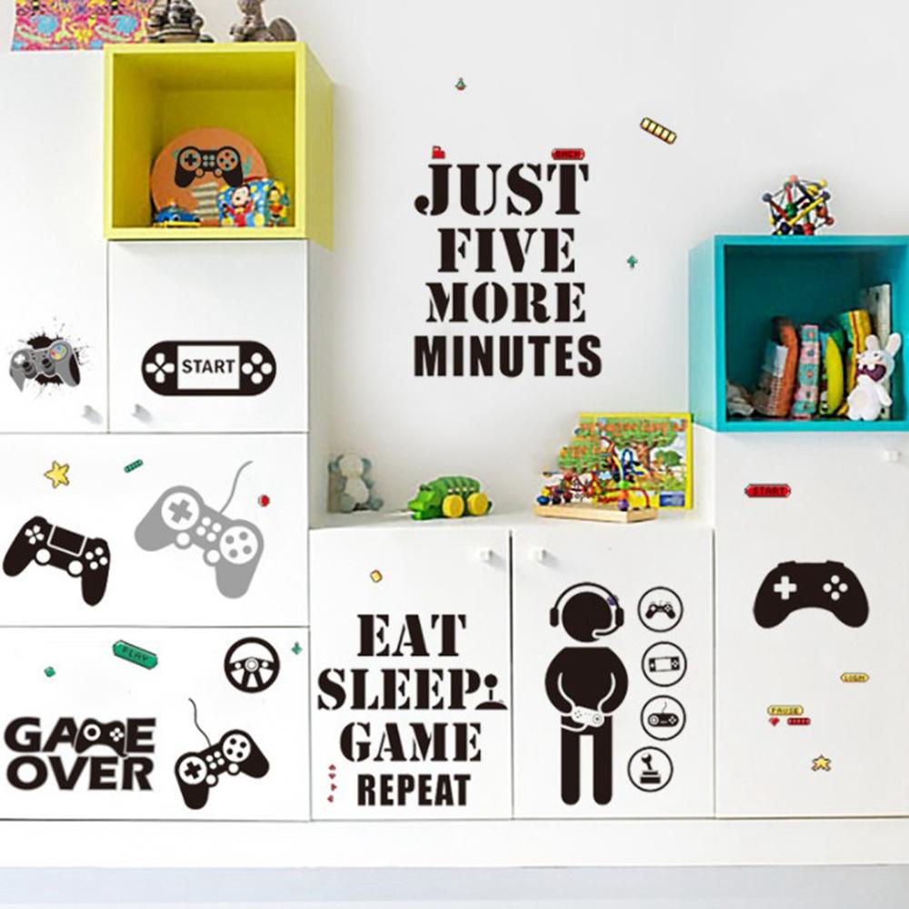 【 ELEGANT 】 Gamer Wall Sticker Party Removable for Bedroom Video Children Game Room Gaming Controller Playroom Decor