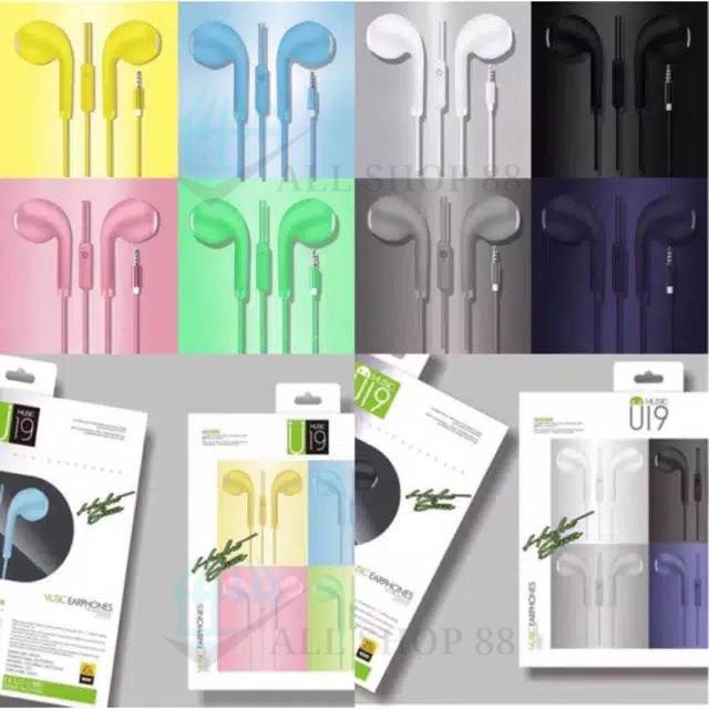 Headset Warna Earphone Handsfree Lucu Imut Full Xtra Bass Jack 3.5mm Xiaomi Oppo Vivo Samsung Dll