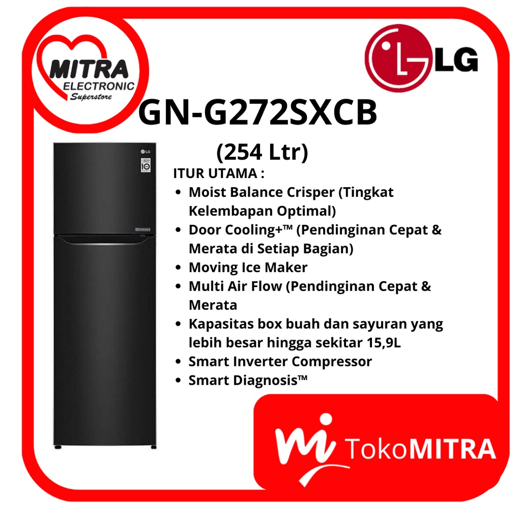 LEMARI ES 2 PINTU LG GN-G272SXCB 254 Ltr