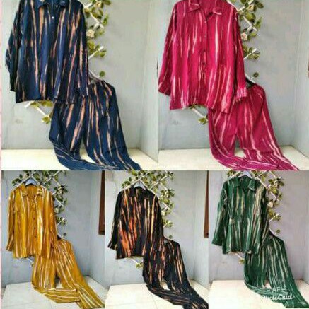 Set Piyama Gisella Pajamas Panjang Tieyde Oneset Ecer Grosir Solo Termurah Baju Tidur