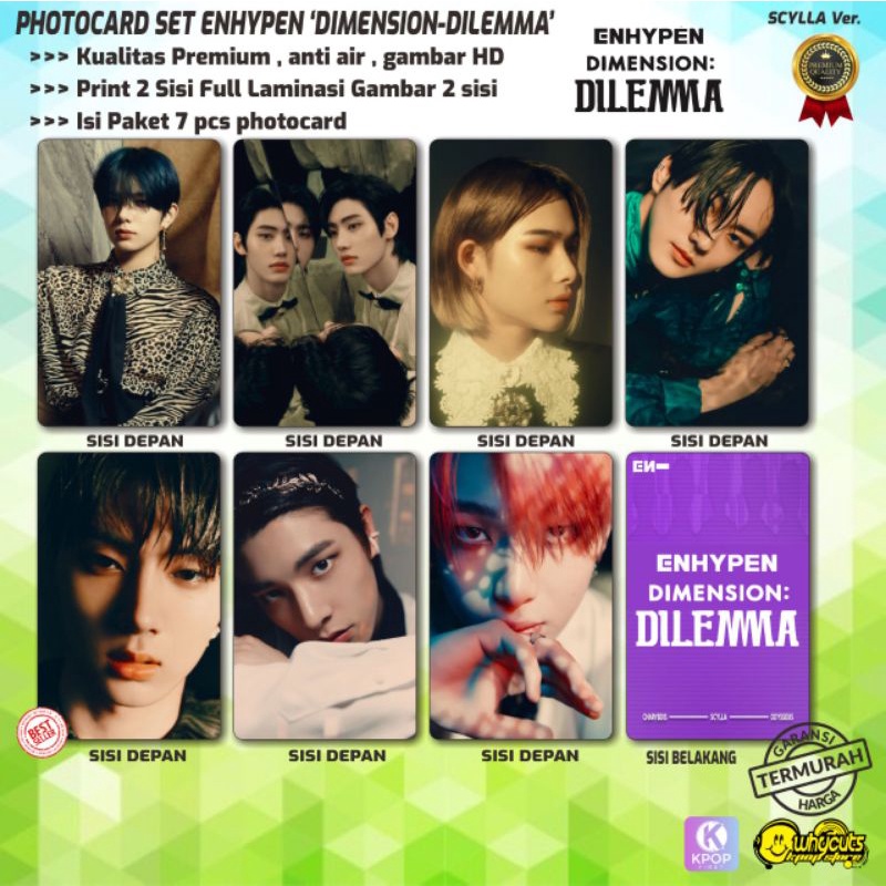 PHOTOCARD SET KPOP PREMIUM ENHYPEN DIMENSION - DILEMA ( Print 2 sisi )