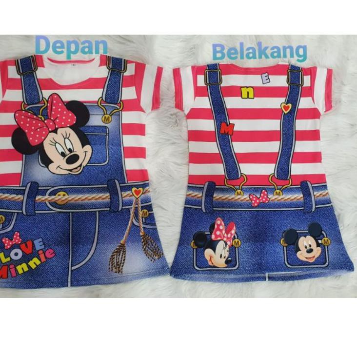 Big Sale MJ9I0 Dress Anak Perempuan Mickeyy Full Print Motif Karakter 85 Terkini