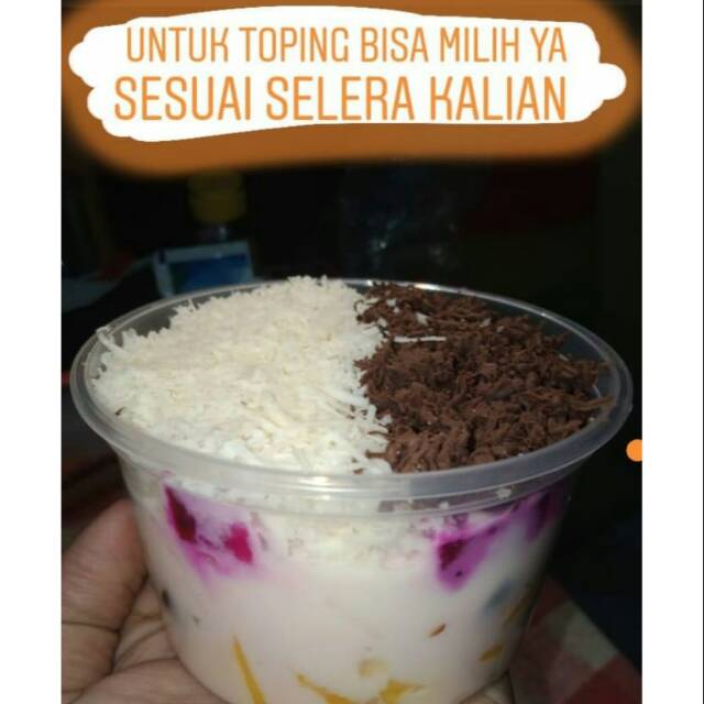 

Salad buah segar toping keju coklat cup 400ml