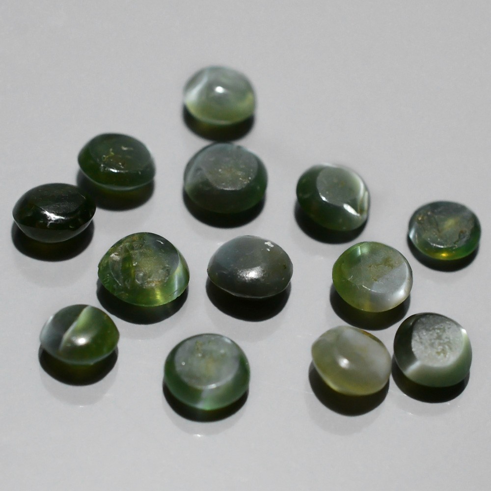 Lot 2.09tcw 2.8-3.3mm Round Cabochon Natural Green Sharp Cat's Eye Alexandrite AXD009