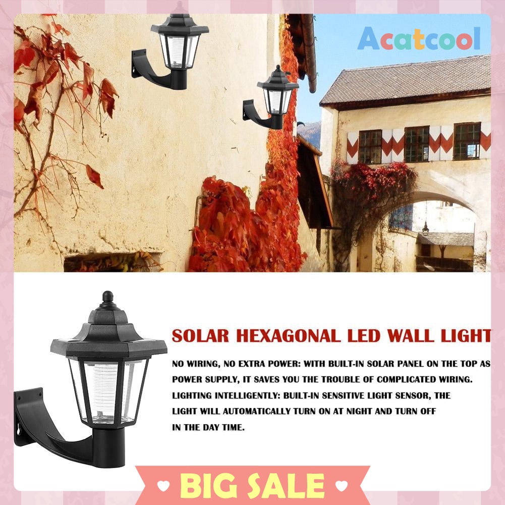 Solar LED Wall Lamp Waterproof Outdoor Garden Landscape Hexagonal Light