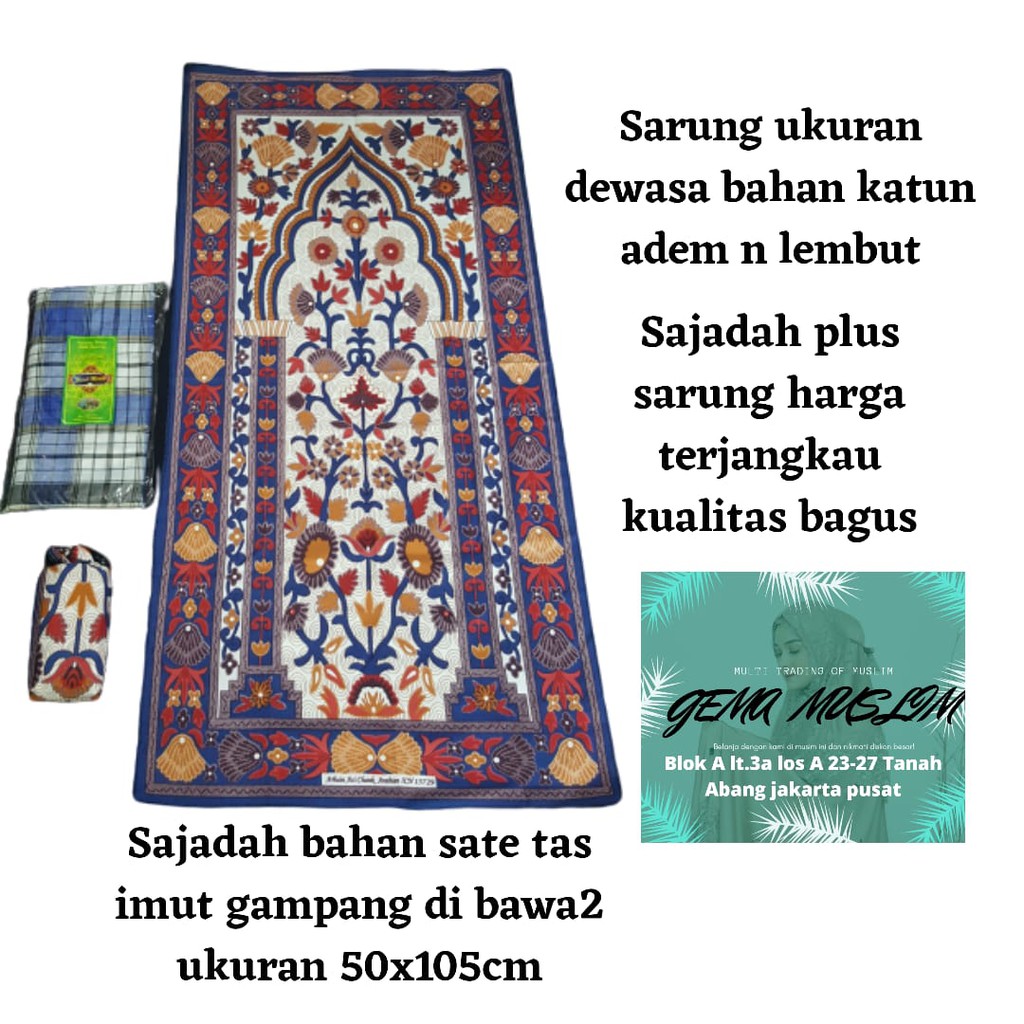 sajadah traveling plus sarung dewasa